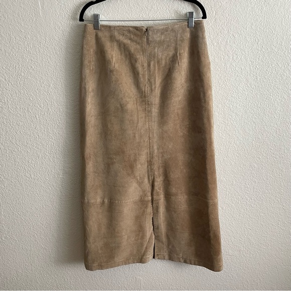 Eddie Bauer Vintage Suede Genuine Leather Tan Maxi Skirt Size 12 - Picture 2 of 15